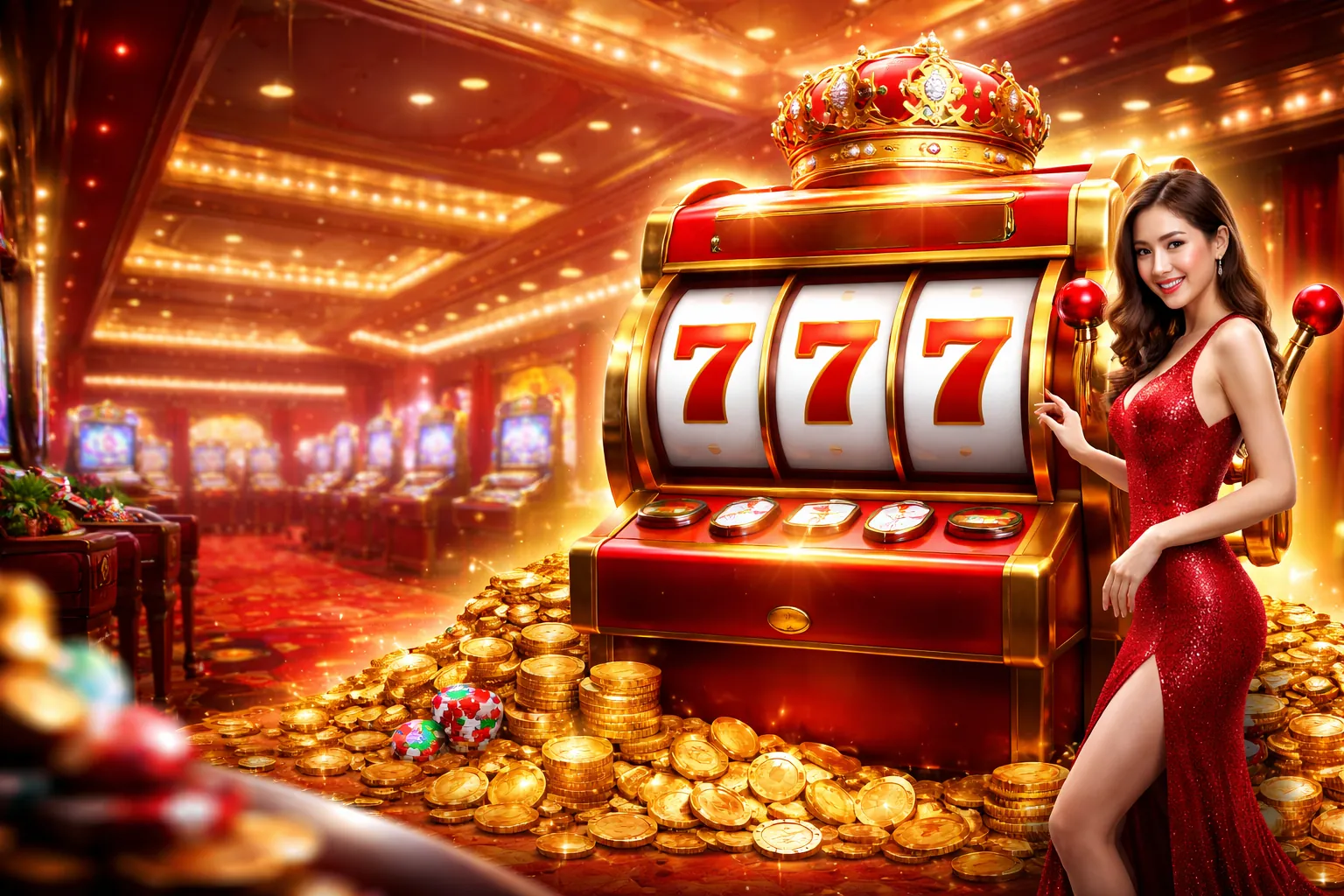 Trò chơi máy đánh bạc Daga68 với giao diện vàng đen sang trọng, hiển thị biểu tượng jackpot và tiền xu vàng, thu hút người chơi tại Việt Nam.